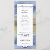 Formeel #Wedding Modern #Nautical Dusty Blue & Gol Programmakaart (Voorkant)