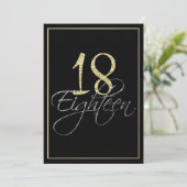 Formeel Zilver Zwart en Goud 18e Verjaardagsfeest Kaart (Staand voorkant)