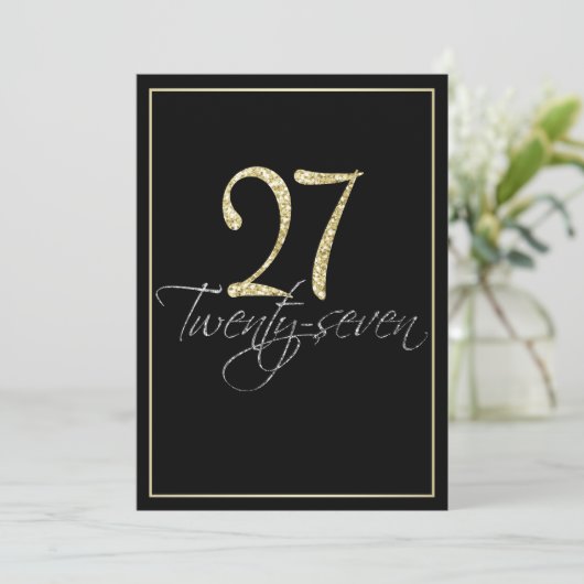 Formeel Zilver Zwart en Goud 27e Verjaardagsfeest Kaart (Staand voorkant)