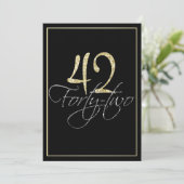 Formeel Zilver Zwart en Goud 42e Verjaardagsfeest Kaart (Staand voorkant)