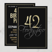 Formeel Zilver Zwart en Goud 42e Verjaardagsfeest Kaart (Voorkant / Achterkant)