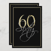Formeel Zilver Zwart en Goud 60ste Verjaardagsfees Kaart (Voorkant / Achterkant)