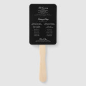 Formeel zwart bloemmotief monogram wapen trouwprog handwaaier (Achterkant)