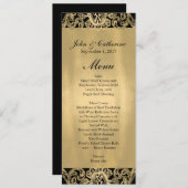 Formeel zwart en goud huwelijksmenu menu (Voorkant / Achterkant)