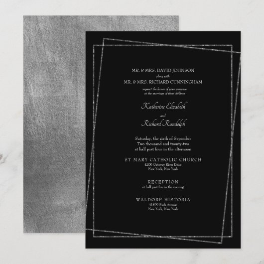 Formeel zwart en metallisch zilver kaart (Voorkant / Achterkant)