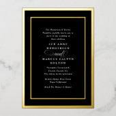 Formeel zwart gala kalligrafie gouden lijst bruilo folie uitnodiging (Voorkant)