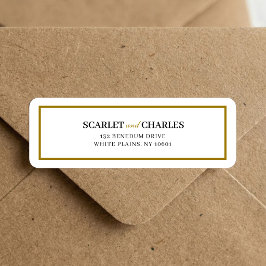 Formeel zwart goud monogram trouw retouradres etiket