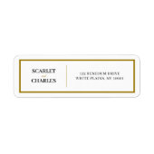 Formeel zwart gouden monogram trouw retouradres etiket (Voorkant)