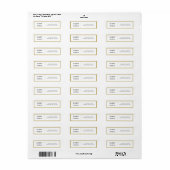 Formeel zwart gouden monogram trouw retouradres etiket (Full Sheet)
