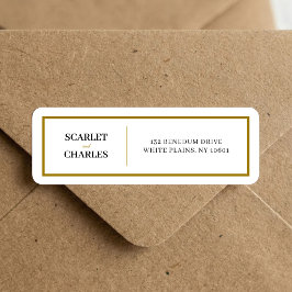Formeel zwart gouden monogram trouw retouradres etiket