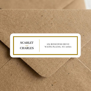 Formeel zwart gouden monogram trouw retouradres etiket