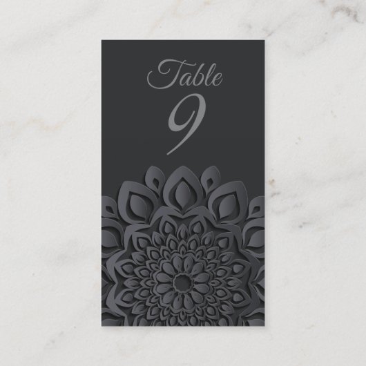 Formeel zwart papier snijdt Mandala bruiloft af Plaatskaartje (Achterkant)