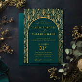 Formeel Zwart Stropdas Gold Art Deco Forest Green Kaart