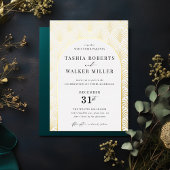 Formeel Zwart Stropdas Goud Art Deco Bruiloftsgoud Folie Uitnodiging