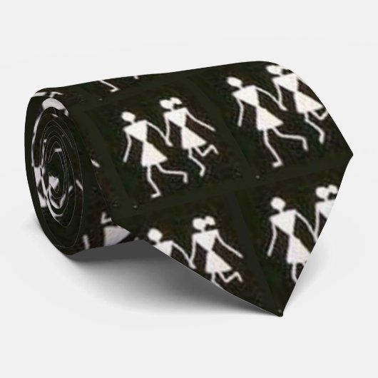 Formeel zwart Stropdas met dansers (Opgerold)