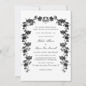 Formeel zwart-wit betoverende slingers bruiloft kaart (Voorkant)