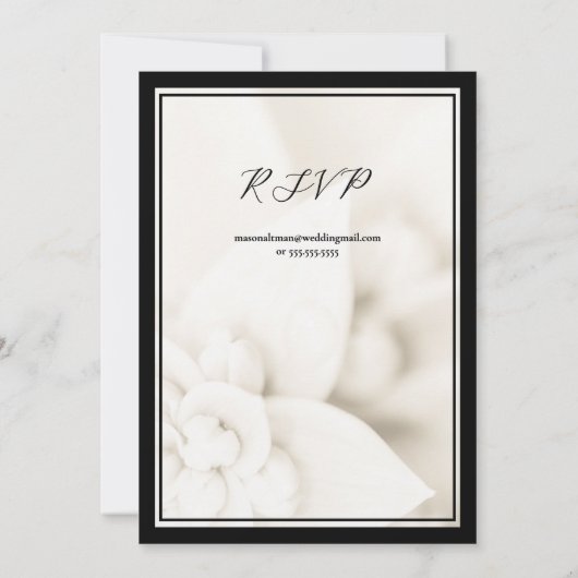 Formeel zwart-wit met RSVP bruiloft Kaart (Achterkant)