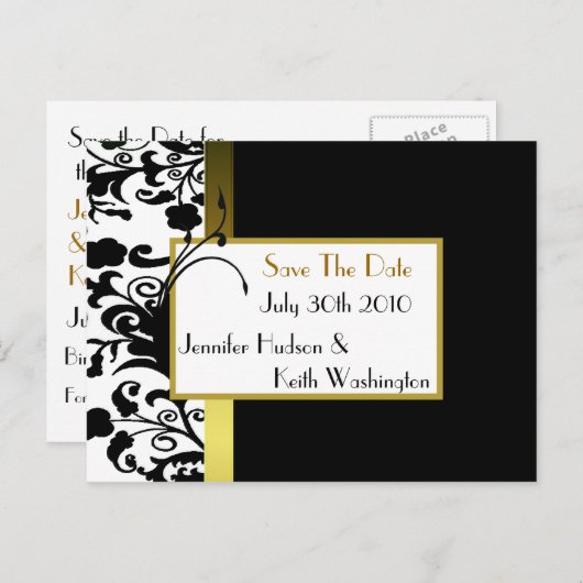 Formeel zwart-wit Save the Date Post Kaart (Voorkant / Achterkant)