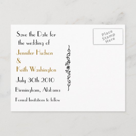 Formeel zwart-wit Save the Date Post Kaart (Achterkant)