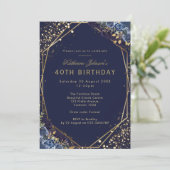 Formele 40e verjaardag in Navy Blue Kaart (Staand voorkant)