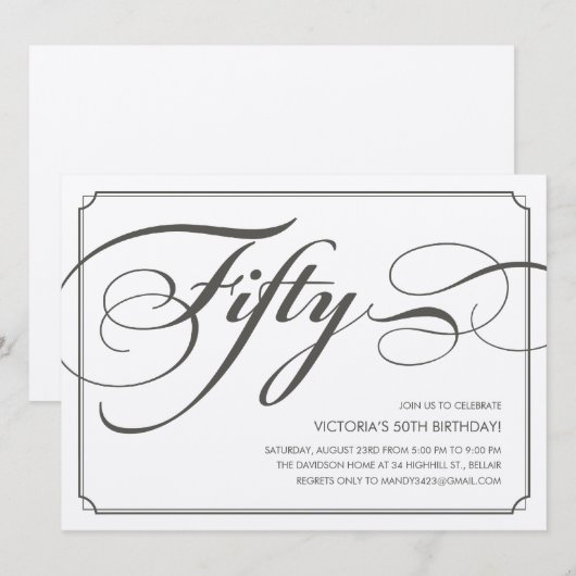 Formele 50e verjaardag Uitnodigingen (Voorkant / Achterkant)