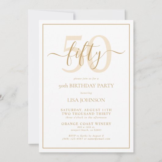 Formele 50ste verjaardag Gold Classic Script Kaart (Voorkant)