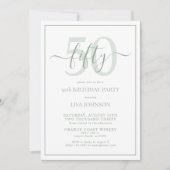 Formele 50ste verjaardag Sage Groen Klassiek Scrip Kaart (Voorkant)