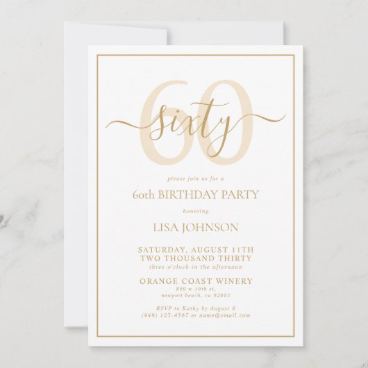 Formele 60ste verjaardag Gold Classic Script Kaart (Voorkant)