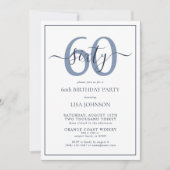 Formele 60ste verjaardag Navy Blue Classic Script Kaart (Voorkant)