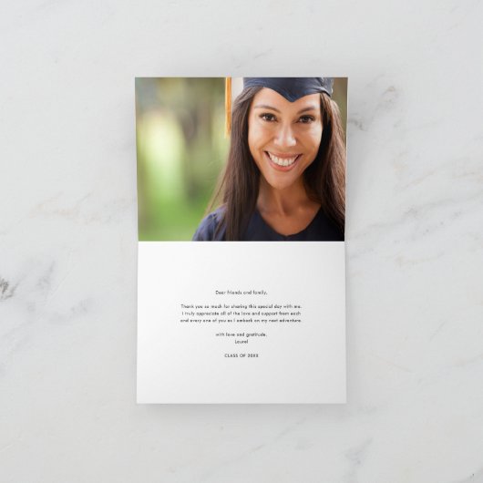 Formele Afstuderen Foto Dank u Opmerking Bedankkaart (Binnen)