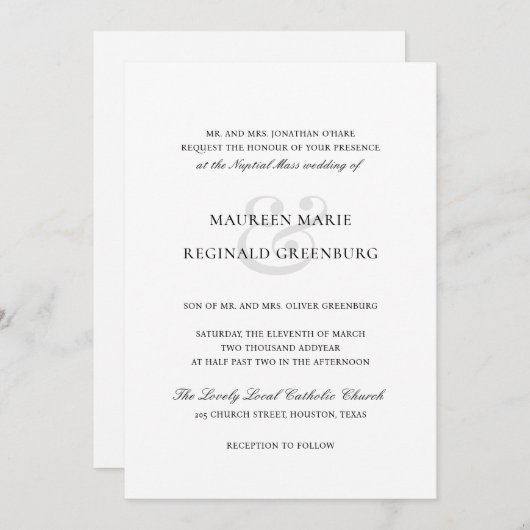 Formele Ampersand traditioneel in één bruiloft Kaart (Voorkant / Achterkant)