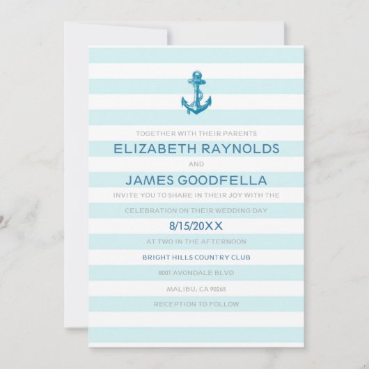 Formele anchor Nautical Wedding Invitations Kaart (Voorkant)