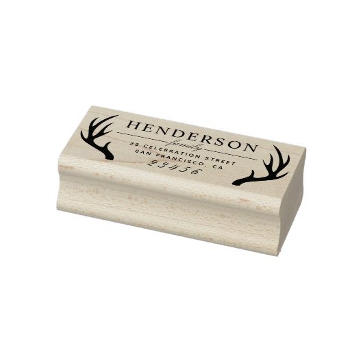 Formele Antlers Familienaam & het Adres van de Ter Rubberstempel (Stempel)