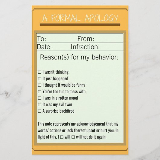 Formele Apologiechecklist Briefpapier (Voorkant)