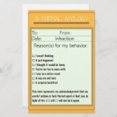 Formele Apologiechecklist Briefpapier (Voorkant / Achterkant)