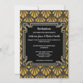 Formele Art Deco patroon zwart goud foto chic Kaart (Achterkant)