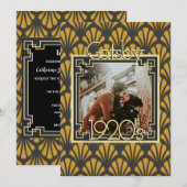 Formele Art Deco patroon zwart goud foto chic Kaart (Voorkant / Achterkant)