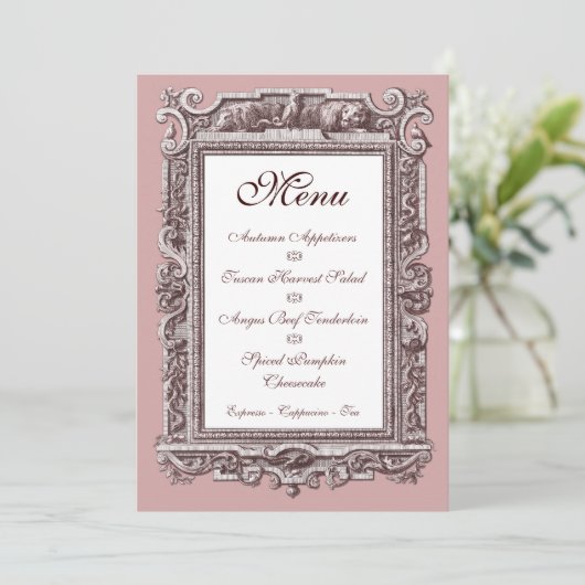 Formele barok 25e Jubileum menu binnenste Kaart (Staand voorkant)