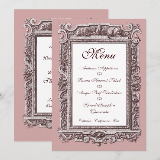 Formele barok 25e Jubileum menu binnenste Kaart (Voorkant / Achterkant)