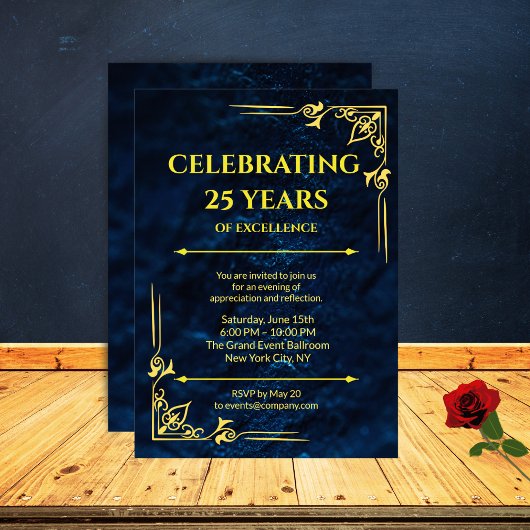 formele bedrijfsevenement uitnodiging Navy Blue & 