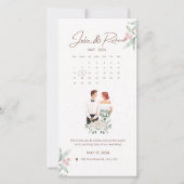 Formele beige en groene bloemen bruiloft uitnodigi (Voorkant)