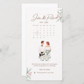 Formele beige en groene bloemen bruiloft uitnodigi (Voorkant / Achterkant)