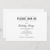 Formele Black and White Holiday Party Kaart (Voorkant / Achterkant)