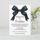 Formele Black Bow Halloween Uitnodigen - Roze Stre Kaart (Staand voorkant)