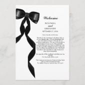 Formele Black Bow Ribbon Elegante Trouwroute Programmakaart (Voorkant)