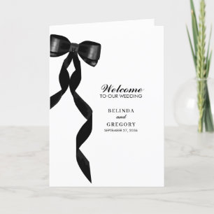 Formele Black Bow Ribbon Wedding Order of Service Programma