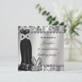 Formele Black Dress Silver Heels Party Uitnodiging (Staand voorkant)