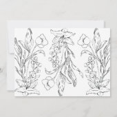 Formele Black Floral Letters Wedding Invitation Kaart (Achterkant)