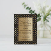 Formele Black & Gold Geometric Engagement Party Uitnodiging Briefkaart (Staand voorkant)
