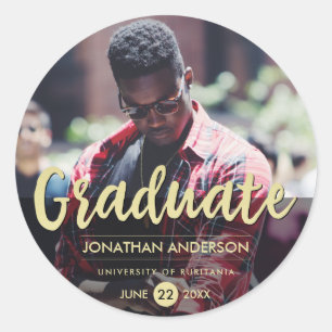 Formele Black & Gold Graduation Party   Foto Ronde Sticker